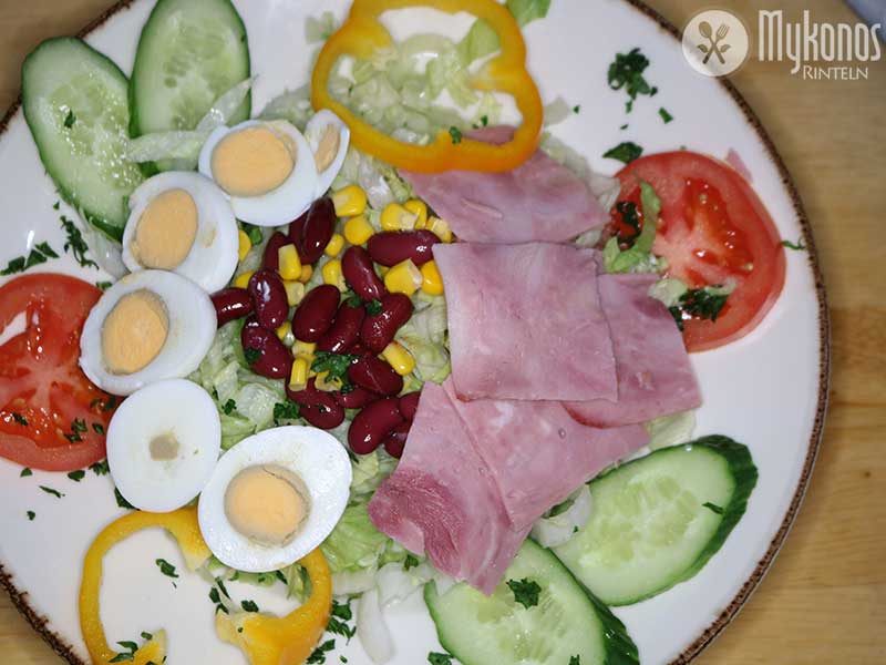 Gemischter Salat mit Schinken und Ei - Mykonos Rinteln